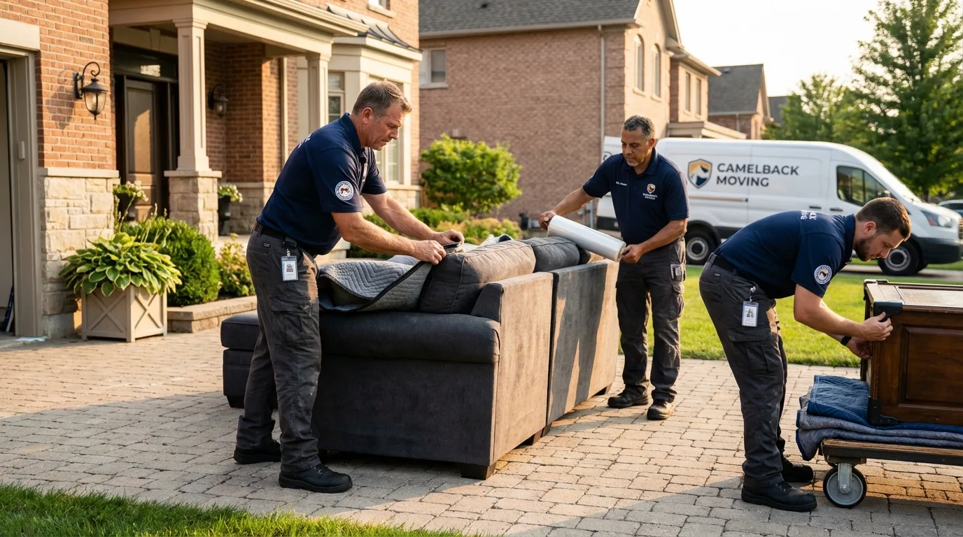 Large estate moving crew wrapping furniture in Paris, IL